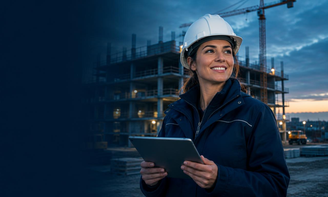 Profissional da engenharia utilizando um tablet
